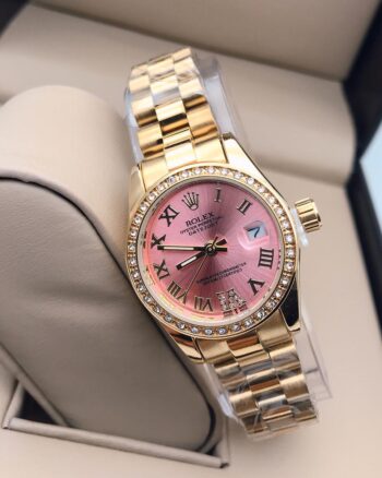 Rolex Pink Dial Diamond Stud New women’s Watch