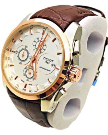 Tissot Brown Lather Strap & Black Dial Watch For Men