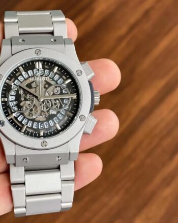 Hublot Grey Metal Belt Chronograph Watch For Men