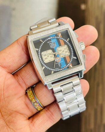 Tag Heuer Monaco Silver Metal Strap Chronograph Watch For Men