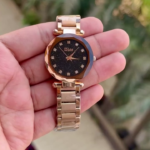 Luxury Dior Women Quartz Black Dial Stainless Steel Band Wristwatch