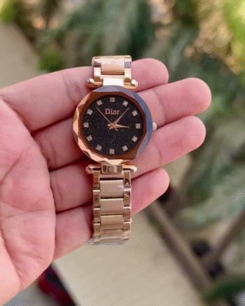 Luxury Dior Women Quartz Black Dial Stainless Steel Band Wristwatch