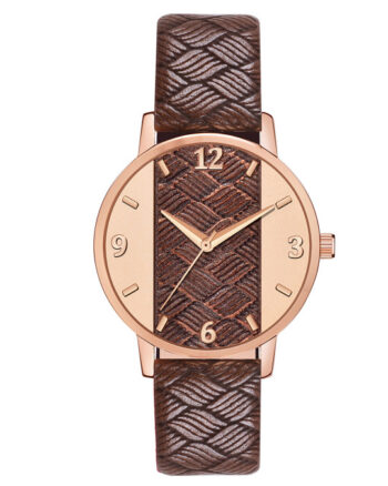 Women Brown Printed Dial & Brown Leather Bracelet Style Straps Analogue Watch